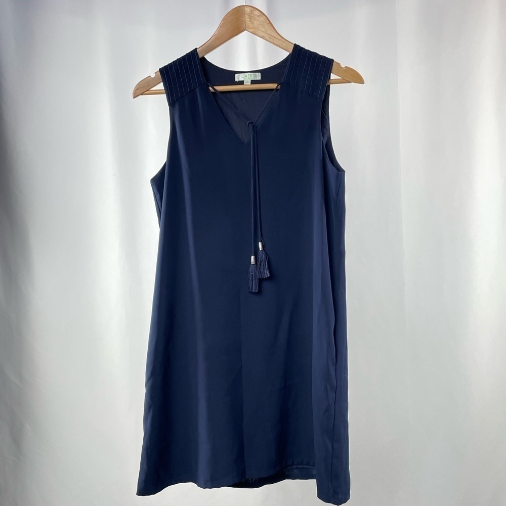 Jade Melody Tam‎ Sleeveless Tie Tassel Shift Dress in Navy Size Small